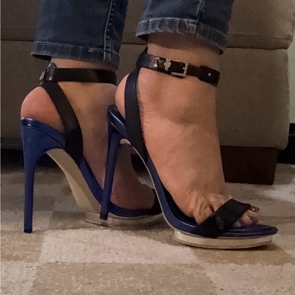 Elegant Blue and Black Women's Heels
